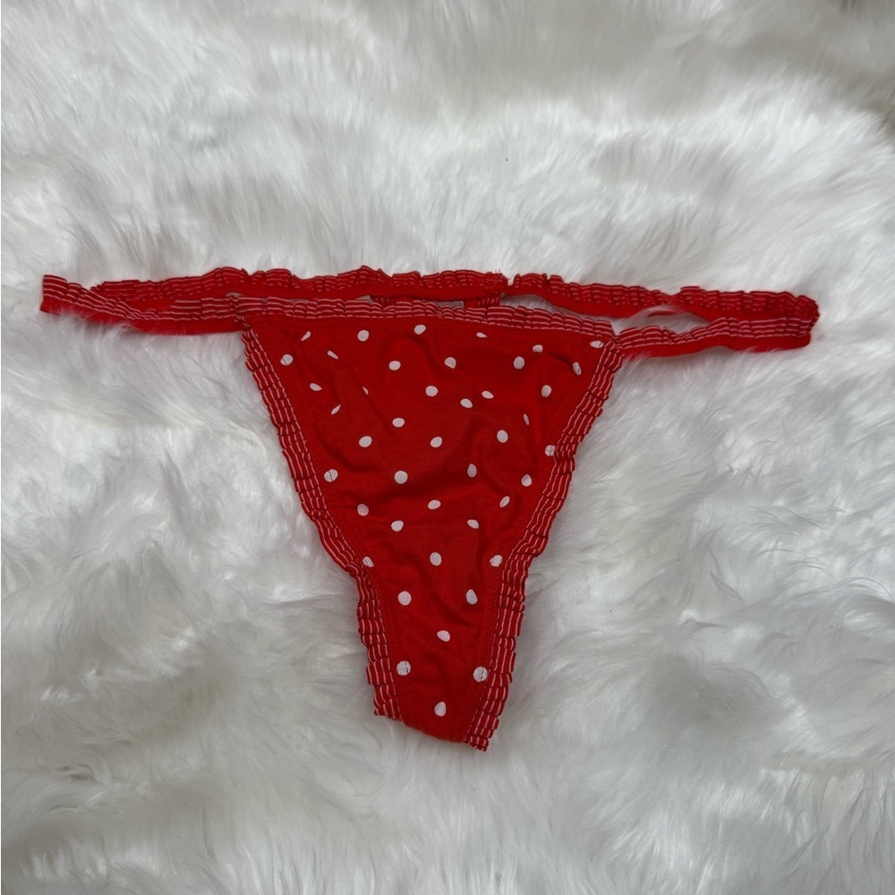 Vintage Red Pocka Dot Ruffled Victorias Secret Thong
